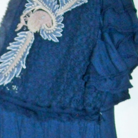 New $128 Free People Blue Fiesta Nueva Embroidered Open-Back Top Small - Picture 8 of 8